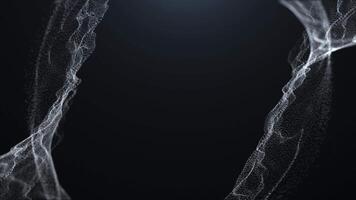 Abstract glowing elegant wave of particles and dots moving on blue luxury background, big data visualization, futuristic and digital background, 3D, 4K, seamless loop video