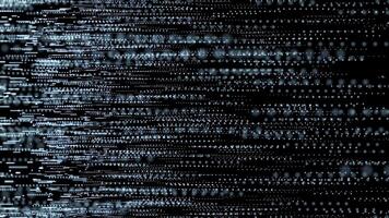 abstrait numérique Contexte avec embrasé néon à pois particules ou brillant des rayons de lumière en volant vers le haut. le couler de embrasé brillant particule lignes simule haute Les données et plus rapide Connexions. boucle video