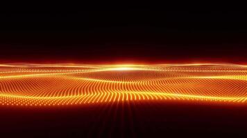 abstrakt orange digital vågor och partiklar rör på sig. teknologisk bakgrund. 4k . öppning animation. sömlös slinga. video