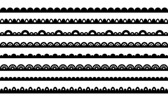 Vieira tela borde. cordón tela borde para marco diseño. conjunto de línea Arte adornos aislado en blanco antecedentes. vector