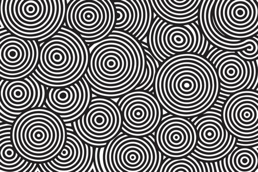 Abstract black and white concentric circles pattern background vector