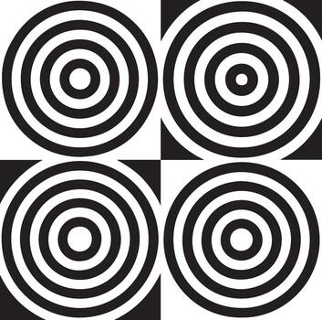 Four optical illusion target patterns in a grid arrangement vector