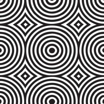 resumen geométrico modelo de concéntrico círculos y diamantes en negro y blanco vector