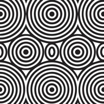 concéntrico círculos modelo con intersectando anillos y óptico espejismo efecto vector