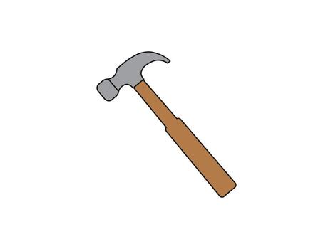 Hammer With Wooden Handle, Tool For Carpentry And Construction Projects. vector