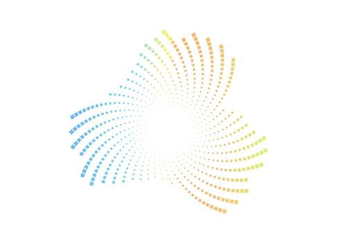 Neon circular audio spectrum with dotted glowing effect. Isolated sound wave frame. template for music and technology projects vector