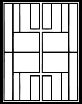 un negro y blanco dibujo de un cuadrado con cuatro cuadrícula vector