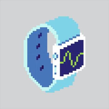 Pixel art Compact Smartwatch Gadget Tech icon Illustration for game design vector