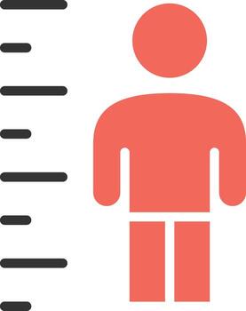 The icon symbolizes the data collection process of recording the physical data of a prisoner or individual undergoing legal proceedings, including height. vector