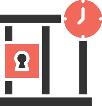 The icon of bars is a key indicator of a prison or place of detention, the lock inside the cell emphasizes the idea of physical and legal locking or restrictions. vector