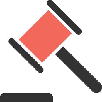 The hammer icon is the main symbol of the authority of a judge or court leader to mark a decision, direction, or closing of a matter. vector