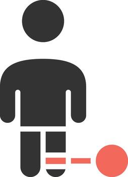 The icon with the ball chain was historically used to restrict the movement of prisoners symbolizing the imprisonment of a severe punishment, confinement, or prison. vector