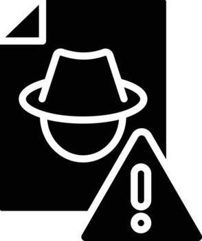 icon depicting a document related to hidden or illegal activity, accompanied by a warning sign. vector
