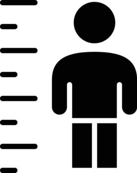 icon symbolizes the data collection process of recording the physical data of a prisoner or individual undergoing legal proceedings, including height. vector