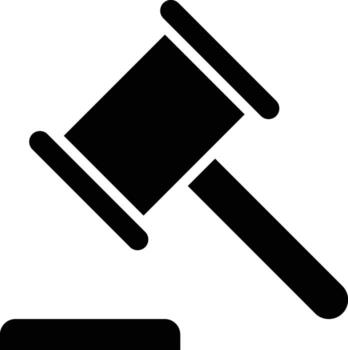icon is the main symbol of the authority of a judge or court leader to mark a decision, direction, or closing of a matter. vector