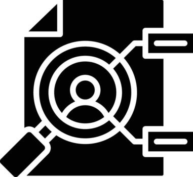 icon for the process of searching, analyzing, and examining information related to a person or entity in a document to find specific information about a person. vector