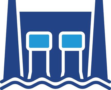 The dam icon symbolizes a large infrastructure built for the purpose of water conservation and control, the water element being the main resource managed by the dam. vector