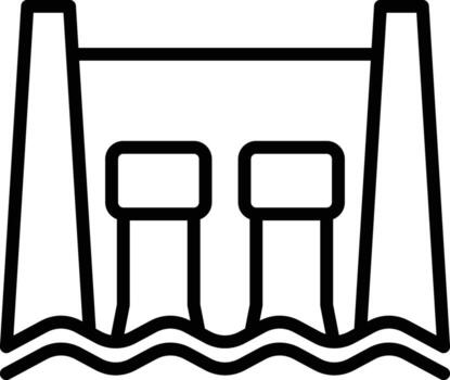 dam icon symbolizes a large infrastructure built for the purpose of water conservation and control, the water element being the main resource managed vector