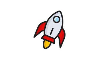 Rocket icon animation. Animated icon related to speed. Lineal color animated icon style. Transparent background video