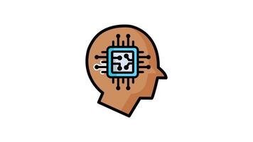 humanoid animering ikon. animerad ikon relaterad till ai, robotik, och trogen mänsklig tycka om teknologi. linjär stil ikon. alfa kanal, transparent bakgrund video