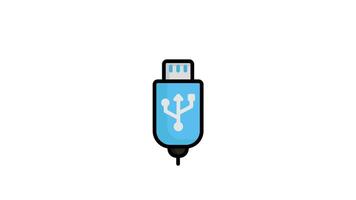 USB icon animation. Data transfer, storage, connectivity and device plug symbol. Lineal style icon. Transparent background video