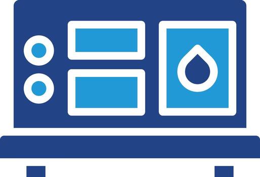 el icono de un máquina o dispositivo ese funciones a medida, proceso, o gestionar fluidos implica un activo estado, desplegado datos, o energía en progreso. vector