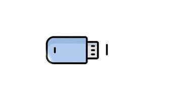usb flash drive animation icon. symbolizing USB storage, data transfer, and portable files. Lineal style icon. Transparent background video