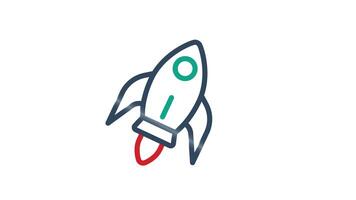 Rocket icon animation. Animated icon related to speed. Line animated icon style. Transparent background video