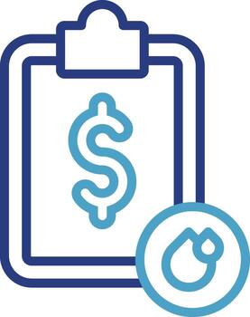 Icon for documents or data related to costs and profits in the energy industry to show statistical data about fuel prices or energy costs in visual form vector