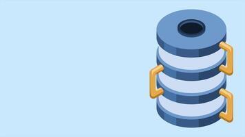 isométrico nuvem base de dados animação. nuvem Informática e Arquivo nuvem armazenar. grande dados armazenamento tecnologia. isométrico tecnologia. 4k animado dentro isométrico estilo. video