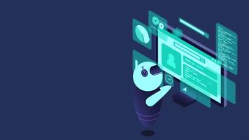 isométrico seo análise animação. procurar motor otimização análise conceito. digital tecnologia local na rede Internet. isométrico tecnologia. 4k animado dentro isométrico estilo, video
