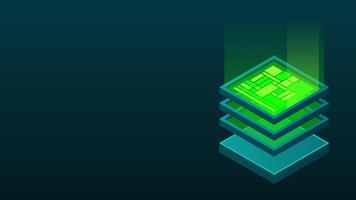 isometrisk databas animation. isometrisk trogen server. stor data isometrisk. moln datoranvändning och fil moln lagring. isometrisk teknologi. 4k animerad i isometrisk stil, video