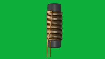 3D Inductor Rotating on Green Screen Background Realistic Electronic Coil Component Animation for Circuit Design, Electronics, Engineering, and Technology Projects video