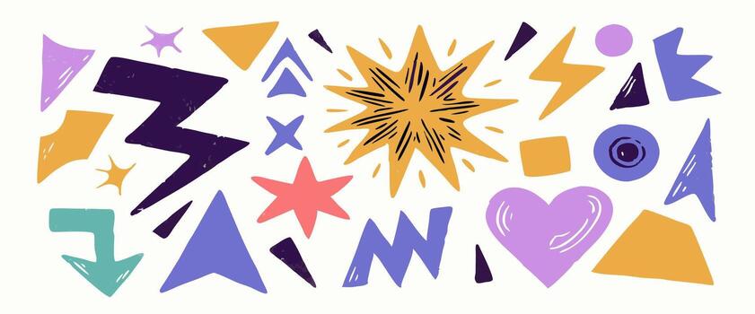 Hand drawn Abstract Shapes Colorful Geometric Design Elements vector