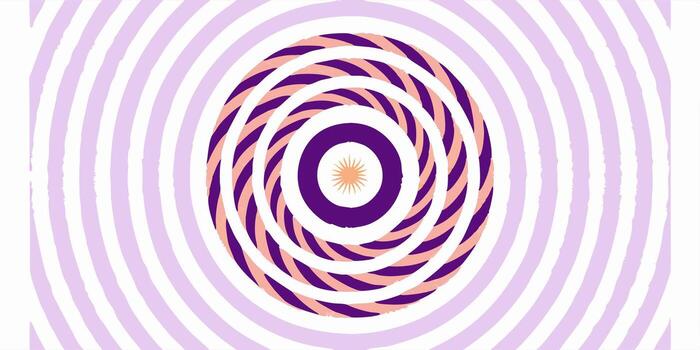 Abstract Swirling Circle Pattern Background Purple, Peach, and White Concentric Circles vector