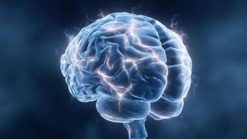 Dynamic Human Brain with Pulsing Electrical Impulses and Active Neural Network. Visualizing Thought and Intelligence. video