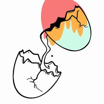 Abstract Broken Egg Shell with Colorful Yolk vector