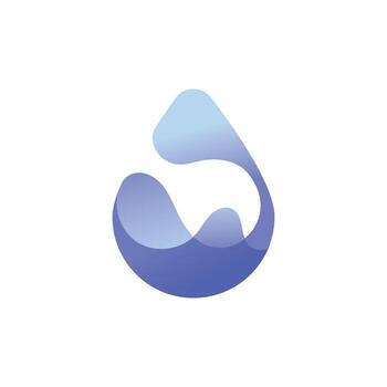Abstract blue gradient water drop design with smooth flowing shapes and modern fluid style. vector