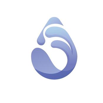 Abstract blue gradient water drop with flowing wave shapes, symbolizing freshness, fluidity, and modern design. vector
