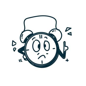an alarm clock with a face and hands vector