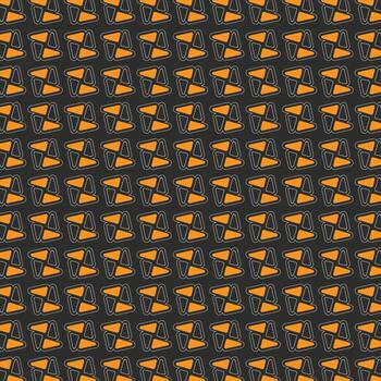Seamless Geometric Triangle Pattern with Orange Play Icons on Dark Background Modern Abstract Design vector