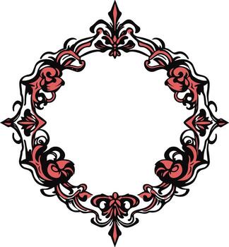 A round frame with red and black design vector