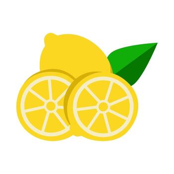 Lemon and lemon slide on white background. vector