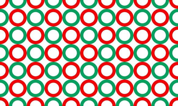 Seamless pattern composed of green and red circles on a white background. vector