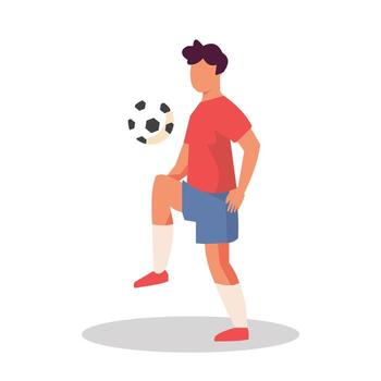 a little boy playing with a ball. a player with great potential. vector