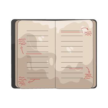 Illustration of an Open Notebook with Edits vector