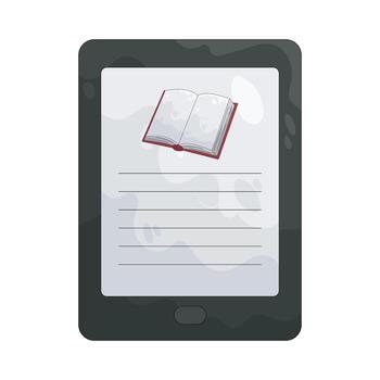 Digital E-Reader with Open Book Illustration vector