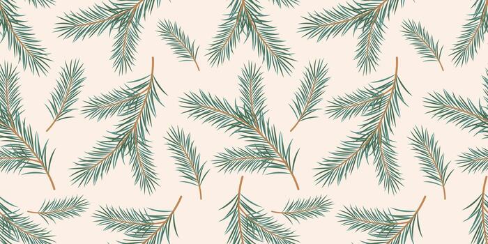 Winter Seamless Pattern with Christmas tree branches and leaves. Pine or Fir needles texture. Seamless Background for Christmas or New Year. Print with Evergreen Tree Branches. vector