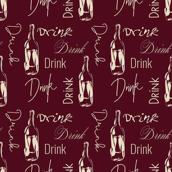 vino lista. modelo con estilizado vino botellas y varios bebida inscripciones. en borgoña vino antecedentes. vector