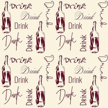 vino modelo presentando estilizado borgoña vino botellas y varios bebida etiquetas en crema antecedentes. vector